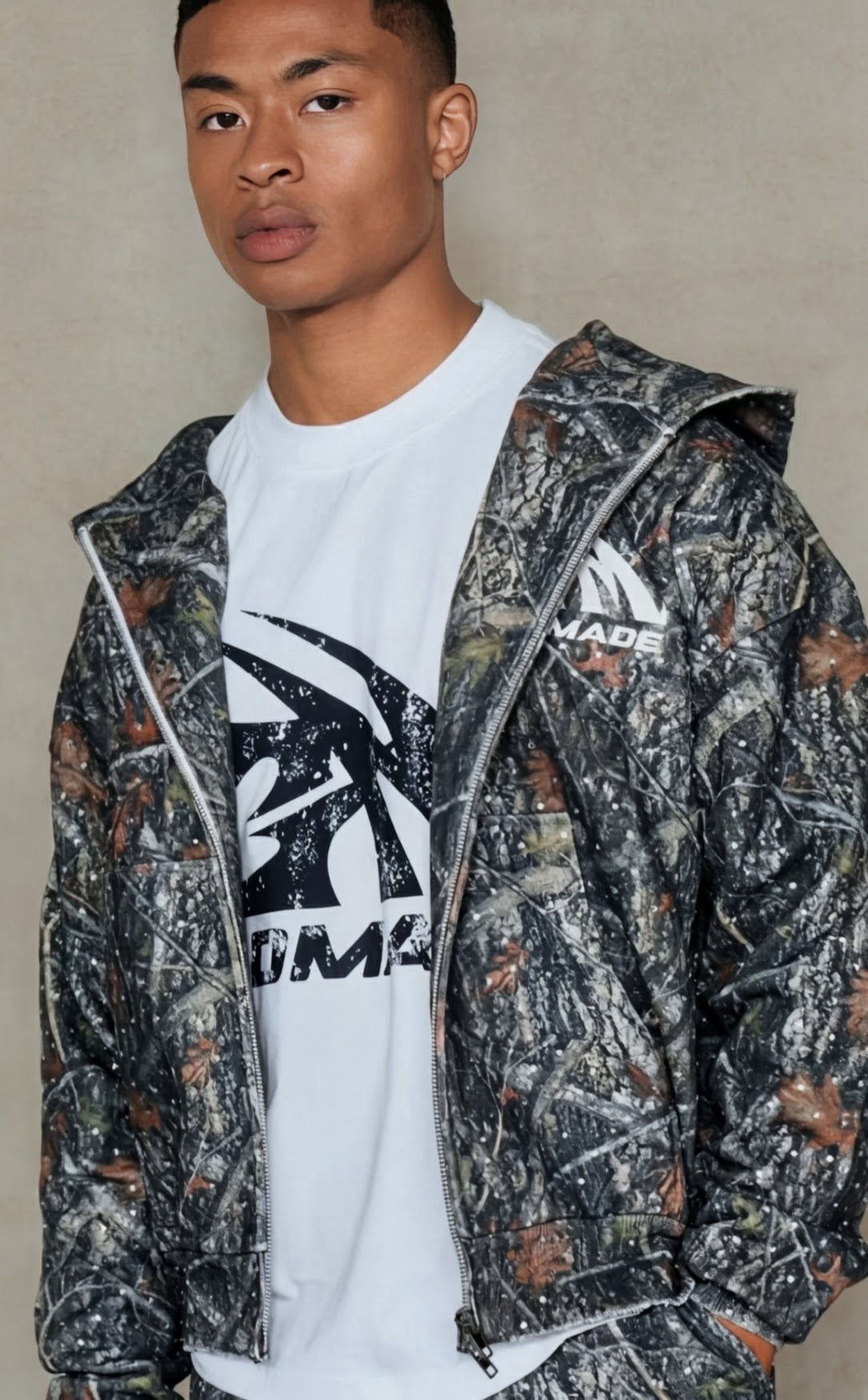FOREST CAMO RHINESTONE - ZIP HOODIE