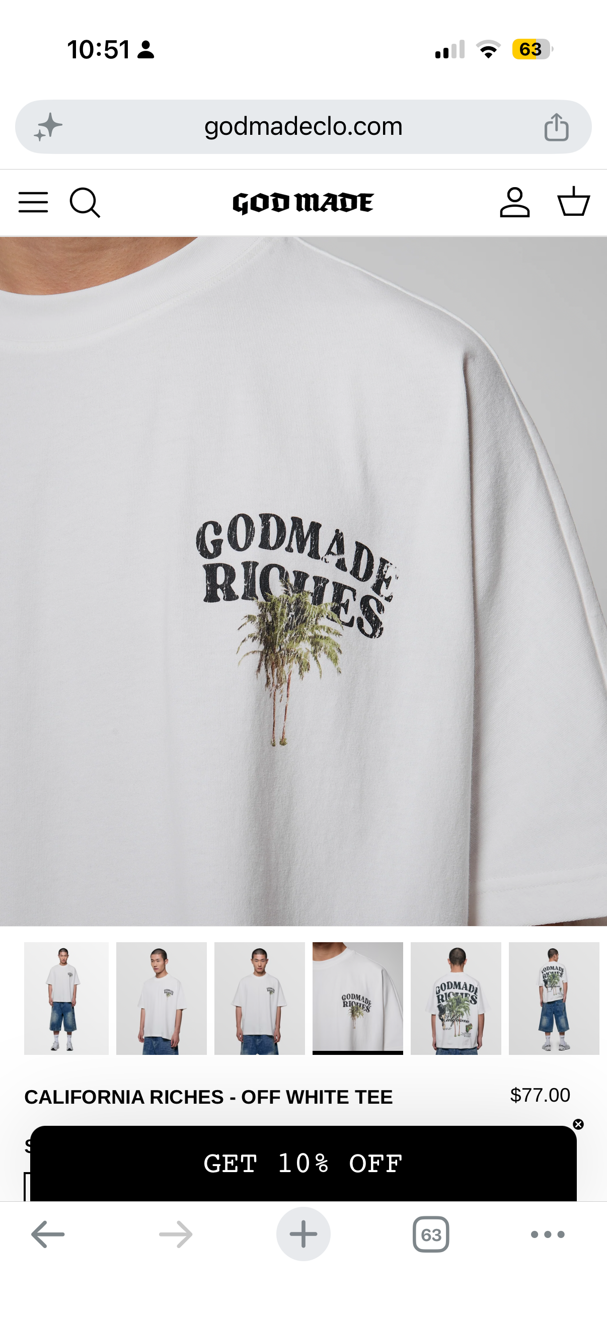 CALIFORNIA RICHES - OFF WHITE TEE