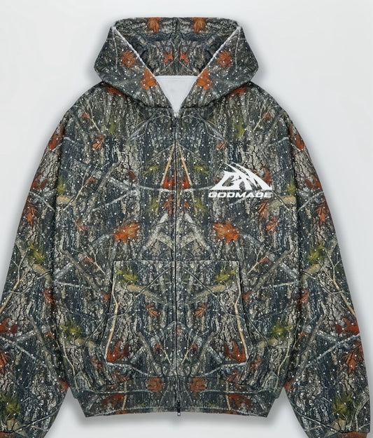 FOREST CAMO RHINESTONE - ZIP HOODIE