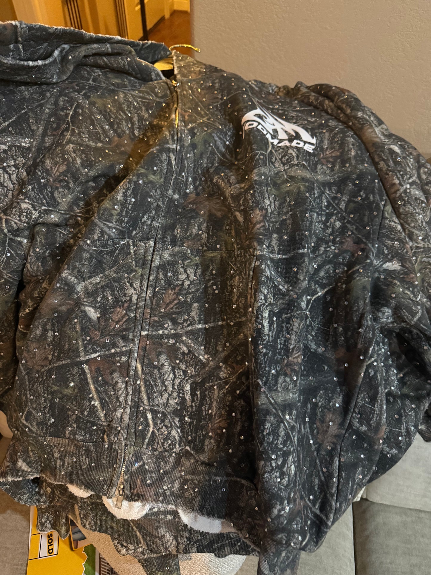 FOREST CAMO RHINESTONE - ZIP HOODIE