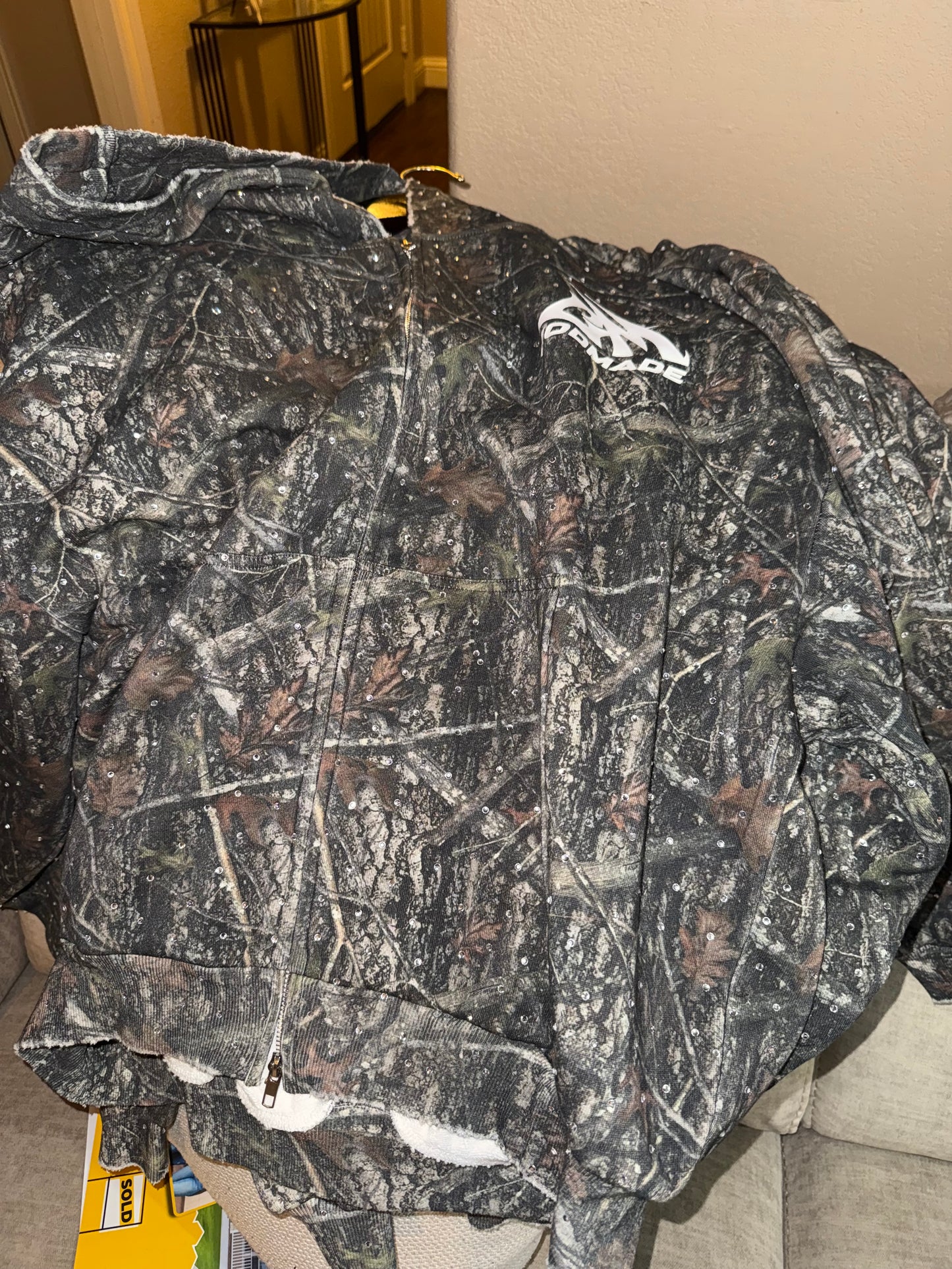 FOREST CAMO RHINESTONE - ZIP HOODIE