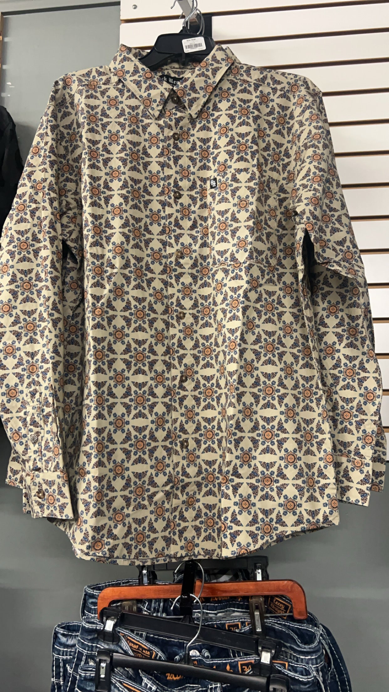 Rock Revival long sleeve plaid khaki shirt