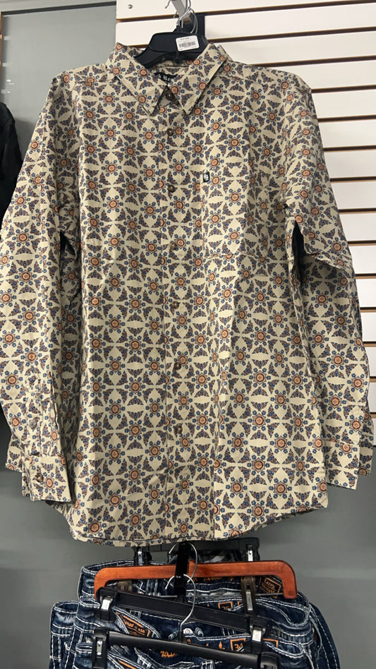 Rock Revival long sleeve plaid khaki shirt