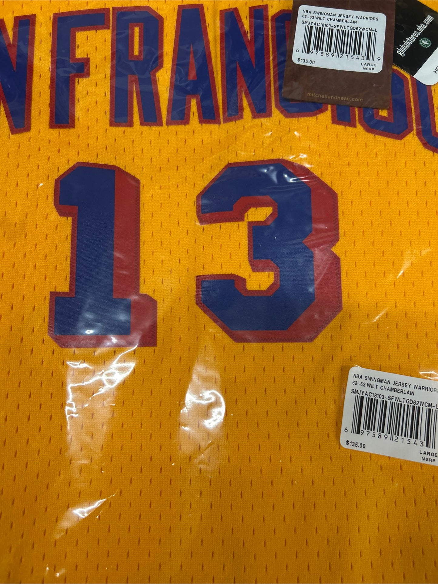 Wilt Chamberlin San Francisco Warriors jersey 1962-63